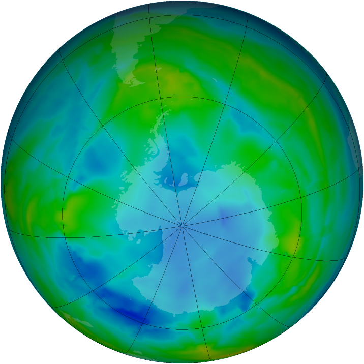 Antarctic ozone map for 30 July 2008